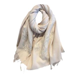 秋冬保暖绣花羊毛围巾旗袍披肩高档送礼妈妈送长辈母亲节生日礼物