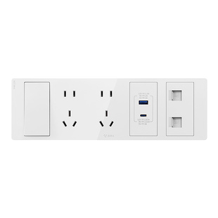 公牛开关带usb接口的客厅面板typec快充墙壁插座十孔双电脑网络