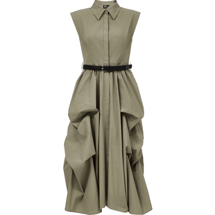 Vero Moda连衣裙女2025夏季新款褶皱裙摆薄垫肩收腰显瘦3252SZ001