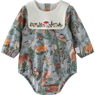 [林深时见鹿]aqpa爱帕婴儿长袖包屁连体衣哈衣纯棉春新款宝宝衣服