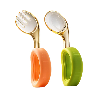 宝宝学吃饭训练勺自主进食勺弯头