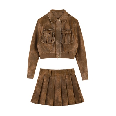 大于诗集羽绒上衣百褶半裙套装