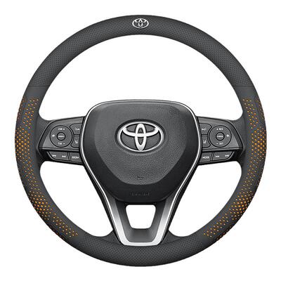 丰田RAV4荣放方向盘套专用抗菌防污透气防滑超薄款纳帕真皮3D显色