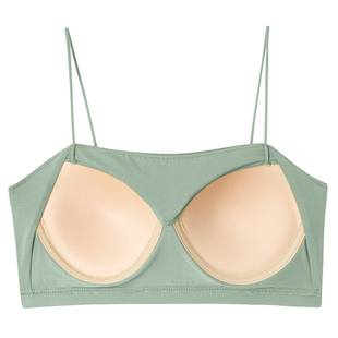 超细肩带内衣黑色细带文胸防走光夏季薄款美背吊带背心裹胸抹胸女