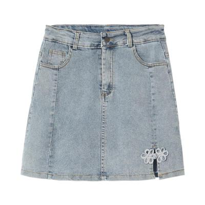 小众侧开叉半身包臀辣妹裙子