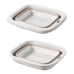 双层可折叠洗菜盆厨房沥水篮户外露营便携式水果盆套装洗菜篮子