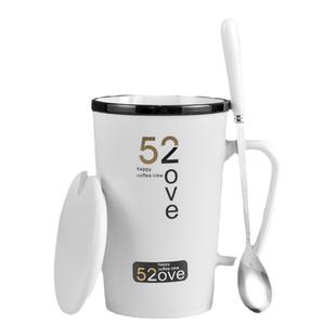 轻奢陶瓷杯情侣马克杯带盖勺创意公司活动礼品水杯子定制logo印字