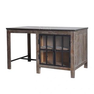 北欧实木大理石乡村中岛台厨房餐边柜储物柜备餐台料理台厨房碗柜