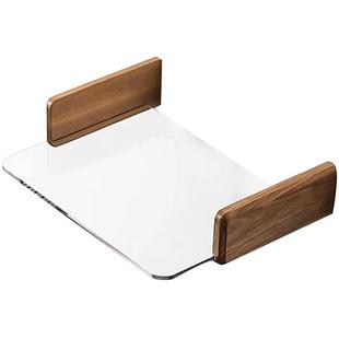 黑胡桃实木投影仪壁挂支架家用客厅墙上床头投影机音响路由器托盘双层架子适用极米rs10坚果当贝爱普生置物架