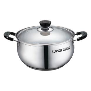苏泊尔汤锅304不锈钢家用大容量蒸锅煮粥锅双耳火锅电磁炉炖锅