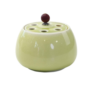 宽和陶瓷创意盘香炉家用冰裂纹香薰炉室内沉香檀香焚香器茶道品香