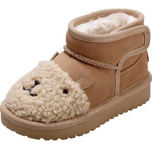 牧童儿童雪地靴冬季女童鞋加绒保暖小羊驼棉靴男宝宝加厚小童短靴