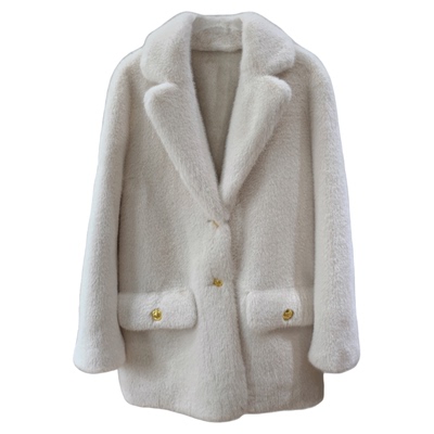 西装中长款环保皮草女冬毛毛外套