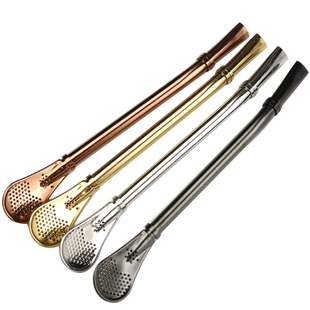 酒吧传奇 朱丽普和mojito水果碎冰鸡尾酒专用不锈钢吸管 漏勺吸管