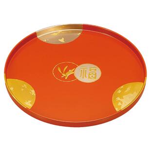 日本进口山中漆器福兔生日礼物托盘茶圆型家用日式盘子置物乔迁礼