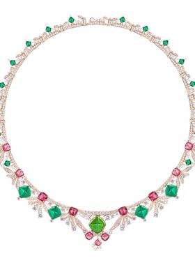 法式奢华高级感彩宝晚宴礼服晚装项链耳环套装新娘高级感重工颈链