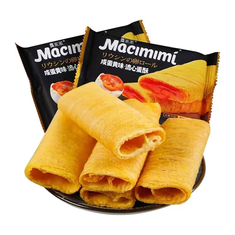 麦米米流心蛋酥咸蛋黄芝士味注心夹心鸡蛋卷小吃旗舰品质休闲零食