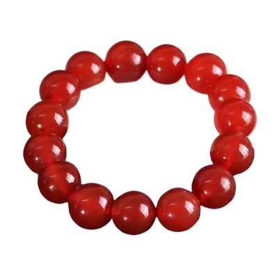 红玛瑙手串水晶玉髓玉石散珠子手镯红色好运手链玛瑙冰种