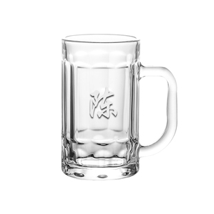 百家姓玻璃杯家用加厚耐热大容量带把手喝水杯子办公泡茶杯-410ml