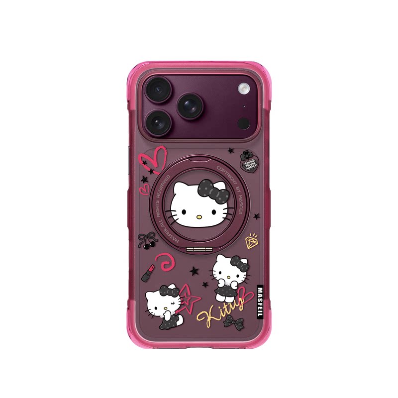 MASFEIL× 赫本猫咪适用iPhone18Promax手机壳新款ip18磁吸带支架Go5苹果17Pro保护套支点全包高级感17pm女
