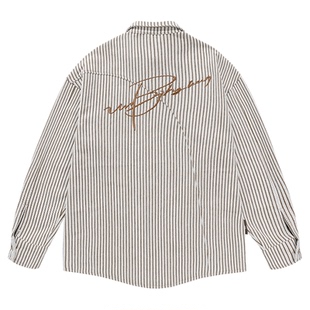 BJHG不计后果美式复古条纹长袖衬衫男款秋冬高级感宽松休闲外套女