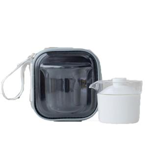 德化羊脂玉伴己快客玻璃便携式旅行茶具一壶一杯户外泡茶壶伴手礼