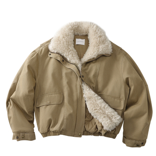 SINGLE MOMENT 25AW法式复古毛领保暖轻工装短款棉服棉衣外套女