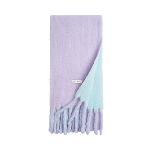 Petit Bari温暖氛围羊毛混纺双色双面流苏围巾