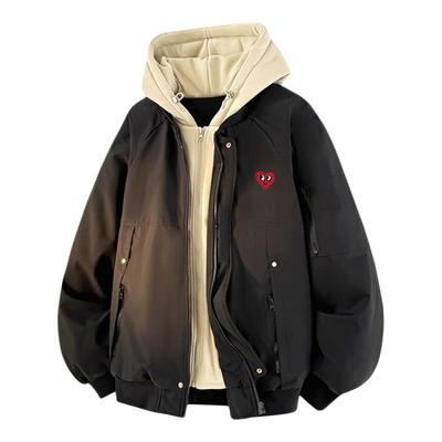 查尔斯桃心假两件飞行棉衣男连帽