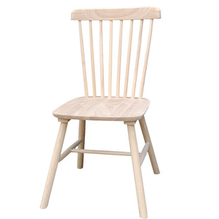 简约现代北欧全实木家用餐厅咖啡厅靠背牛角蝴蝶温莎椅餐椅白茬