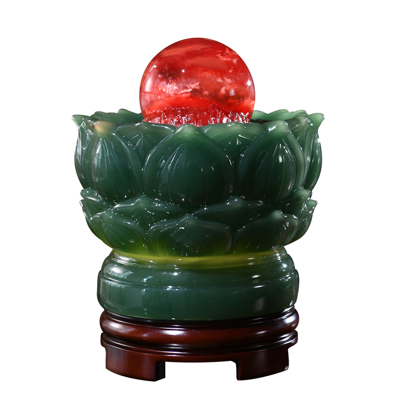 流水摆件招财风生水起开业礼物风水轮循环水喷泉旋转式水晶球红色