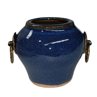 多肉花盆窑变复古景德镇创意可爱双耳铜环奶罐迷你拇指空气凤梨盆