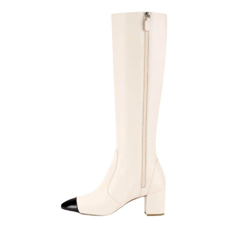 SW YULIANA 60 KNEE-HIGH ZIP BOOT 杏仁圆头粗跟长筒靴及膝靴