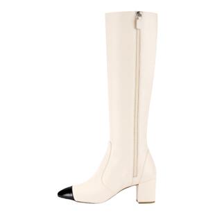 SW YULIANA 60 KNEE-HIGH ZIP BOOT 杏仁圆头粗跟长筒靴及膝靴