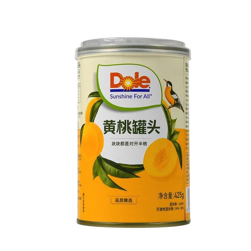 DOLE都乐糖水型精选黄桃罐头425g砀山黄桃对半开罐头