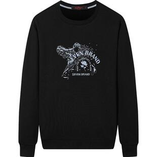 柒牌男装清仓长袖圆领卫衣春秋时尚潮流纸鸢刺绣男士休闲上衣