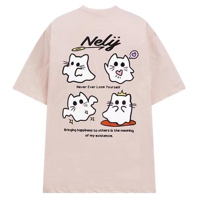 潮牌夏季卡通猫咪短袖T恤