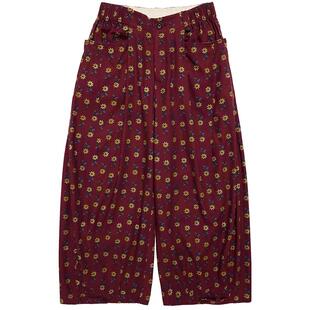 【2025秋冬新品】fafamoon设计师品牌 宽松直筒可收脚印花九分裤