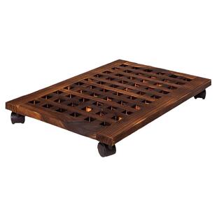 花盆托盘万向轮可移动圆形实木花盆架防腐木盆底座带滚轮加厚包邮