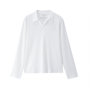 佐丹奴海鸥领polo衫女2026年春纯棉修身V字翻领长袖上衣05315781