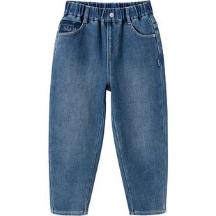 巴拉巴拉童装男童牛仔裤长裤中小童裤子秋冬加绒保暖休闲萝卜裤潮