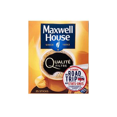 法国进口麦斯威尔香醇黑咖啡粉无蔗糖添加冻干金咖速溶25条*2盒