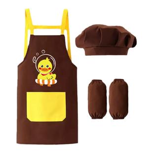 儿童厨师服装围裙小孩幼儿园厨房帽子烘培美术画画罩衣工作服定制