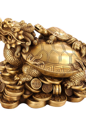 黄铜家居工艺品摆件金钱龙龟招财祝寿礼品龙头龟子母龙龟八卦龙龟