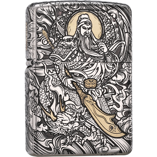 zippo正品打火机 关公错金银官方旗舰店煤油新年送男朋友礼物高档