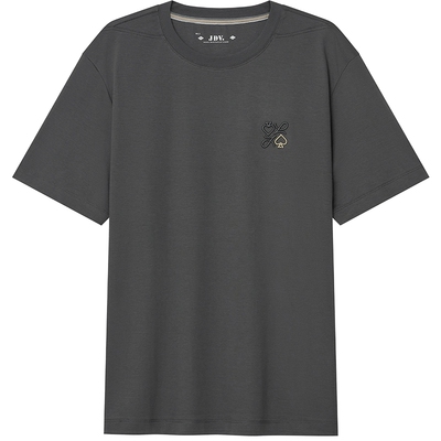 JDV商场同款深灰莫代尔棉圆领T恤