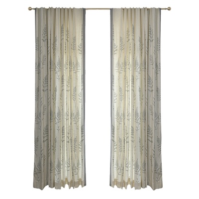 亚麻米色主卧半遮光阳台窗帘定制