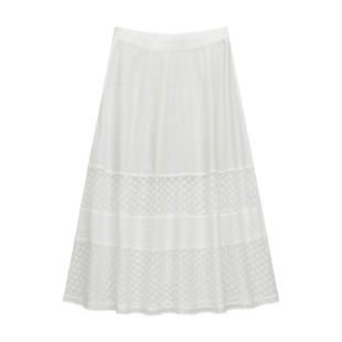 【骄阳之下】可单穿的打底衬裤小白裙 棉质刺绣镂空花边 舒适透气