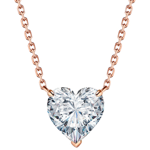 周梵生【培育】18K金心形培育钻石项链女人工人造钻石吊坠锁骨链