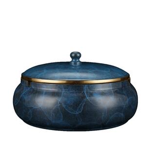 黄铜烟灰缸带盖办公室家用个性客厅潮流欧式烟缸高档创意摆件大号